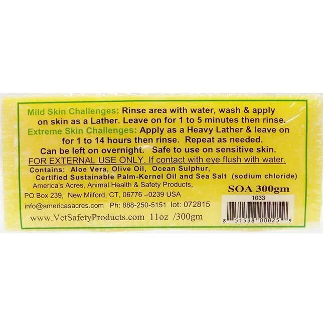 SOA+ Itch Be Gone 100% Natural Sulfur Soap Bar for Horses, Dogs, & Cats - AAKS1 - 2