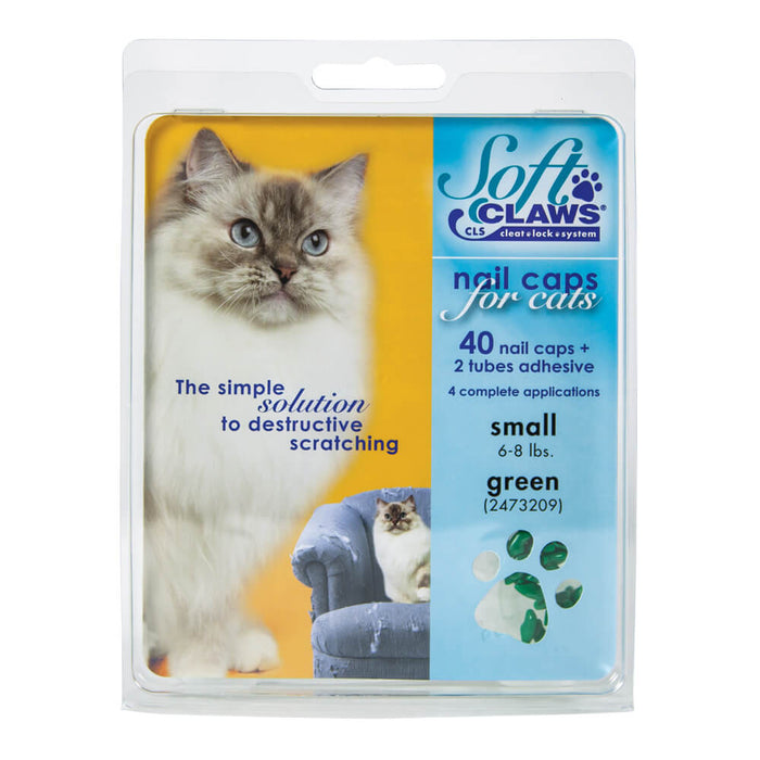 Soft Claws Nail Caps for Cats, 40 ct - 008SH-73209 - Green - Small - 10