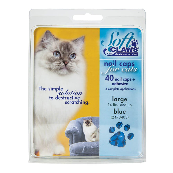 Soft Claws Nail Caps for Cats, 40 ct - 008SH-73403 - Blue - Large - 37