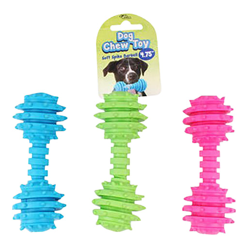 Soft Puppy Spike Barbell Chew Toy, Assorted, 4.75"L - KL22X - Assorted - 4.75" - 1