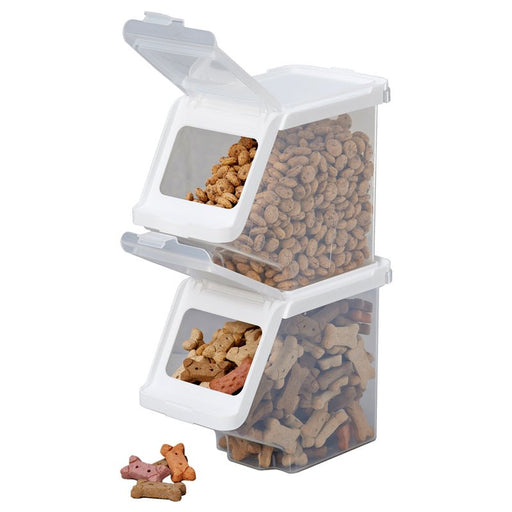 Stackable Pet Treat Bin - BU2M - White Lid / Clear Base - 1 - 2
