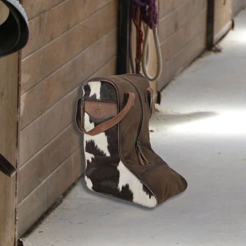 STS Cowhide Full Grain Leather Boot Bag - CCF2 - Brown - 5
