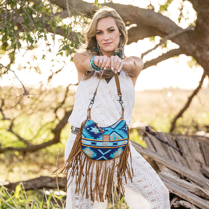 STS Women's Mojave Sky Nellie Western Fringe Purse - CCFR - Blue - 6