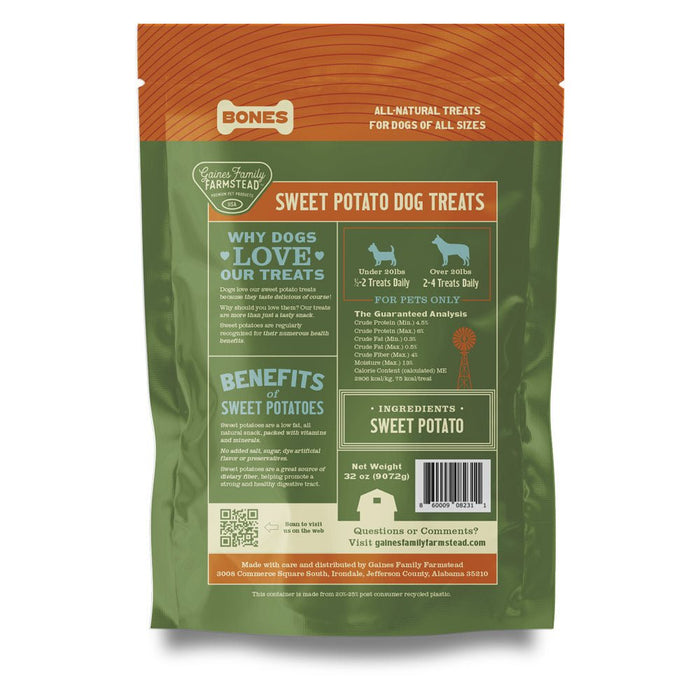 Sweet Potato Bones Dog Treats – All Natural, Limited Ingredient, Oven - Baked, Made in USA - GFF8 - Sweet Potato - 32 oz - 31
