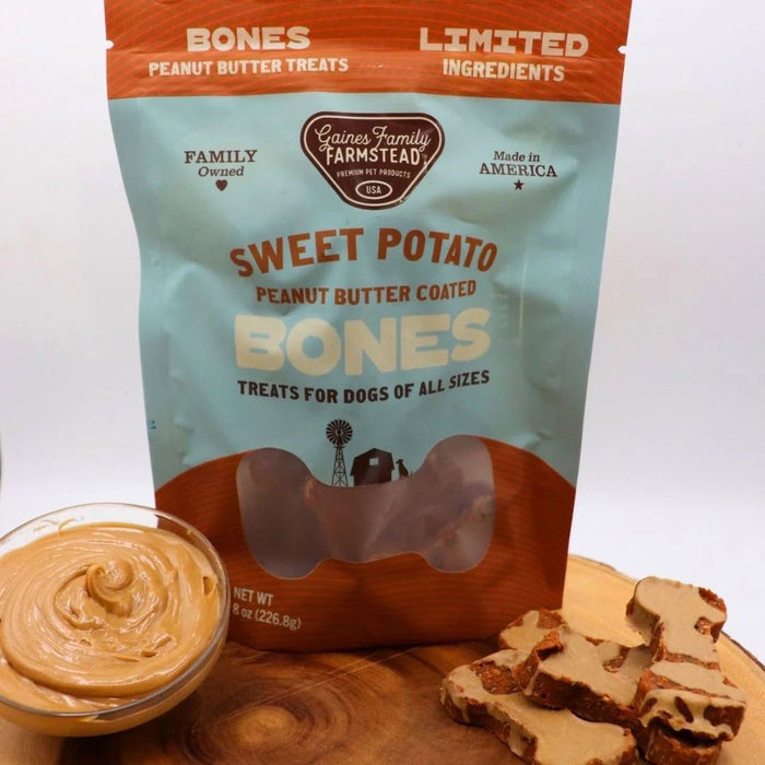 Sweet Potato Bones Dog Treats – All Natural, Limited Ingredient, Oven - Baked, Made in USA - GFFC - Peanut Butter and Sweet Potato - 40 oz - 16