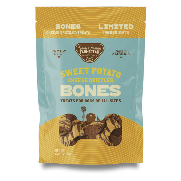 Sweet Potato Bones Dog Treats – All Natural, Limited Ingredient, Oven - Baked, Made in USA - GFFD - Cheese and Sweet Potato - 8 oz - 17