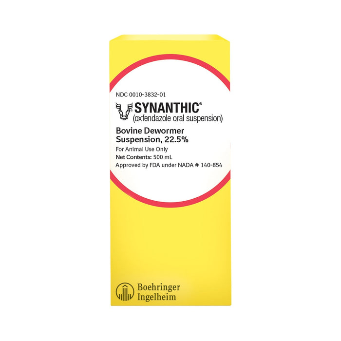 Synanthic 22.5% Bovine Dewormer Suspension, Oxfendazole Oral Dewormer for Cattle - F7SW - 500 mL - 1