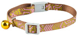 Jeffers Reflective Nylon Safety Collar with Bell for Cats - ID3X - Geometrical Splash - Chocolate - 6