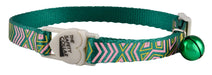 Jeffers Reflective Nylon Safety Collar with Bell for Cats - ID3Z - Geometrical Splash - Green - 7