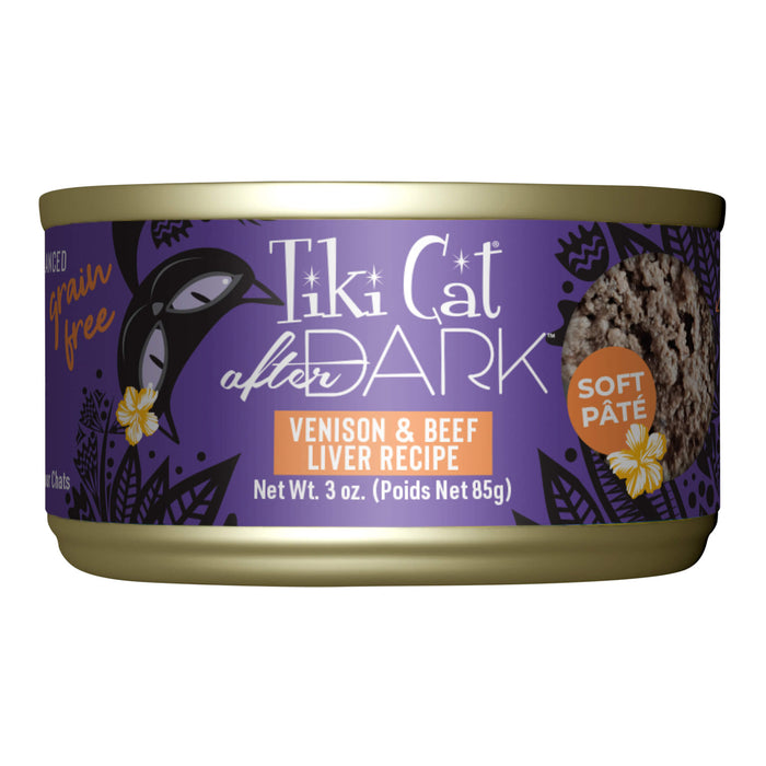 Tiki Cat After Dark Pâté Wet Cat Food, Grain - Free, High - Protein, Adult Cat Meal with Organ Meats – 3 oz Cans, Case of 12 - 2PTR - 3oz, 12 ct - Wild Venison & Beef Liver - 9