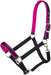 Tough1 Padded Nylon Horse Halter, Full - JTIA2F - Black/Raspberry - 4