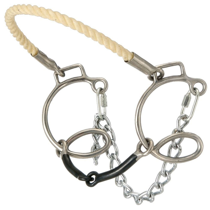 Tough1 Six Cheek Sweet Iron Snaffle with Rope Nose, 5 1/2" - JTIA68 - Stainless Steel - 1