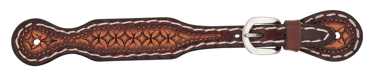 Turquoise Cross Geometric Tooled Spur Straps, Ladies - WLC1D2 - 1