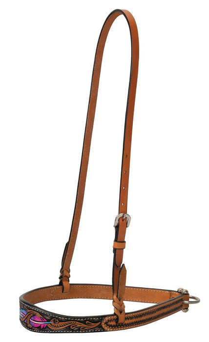 Turquoise Cross Twisted Feather Noseband - WLC2BR - 2