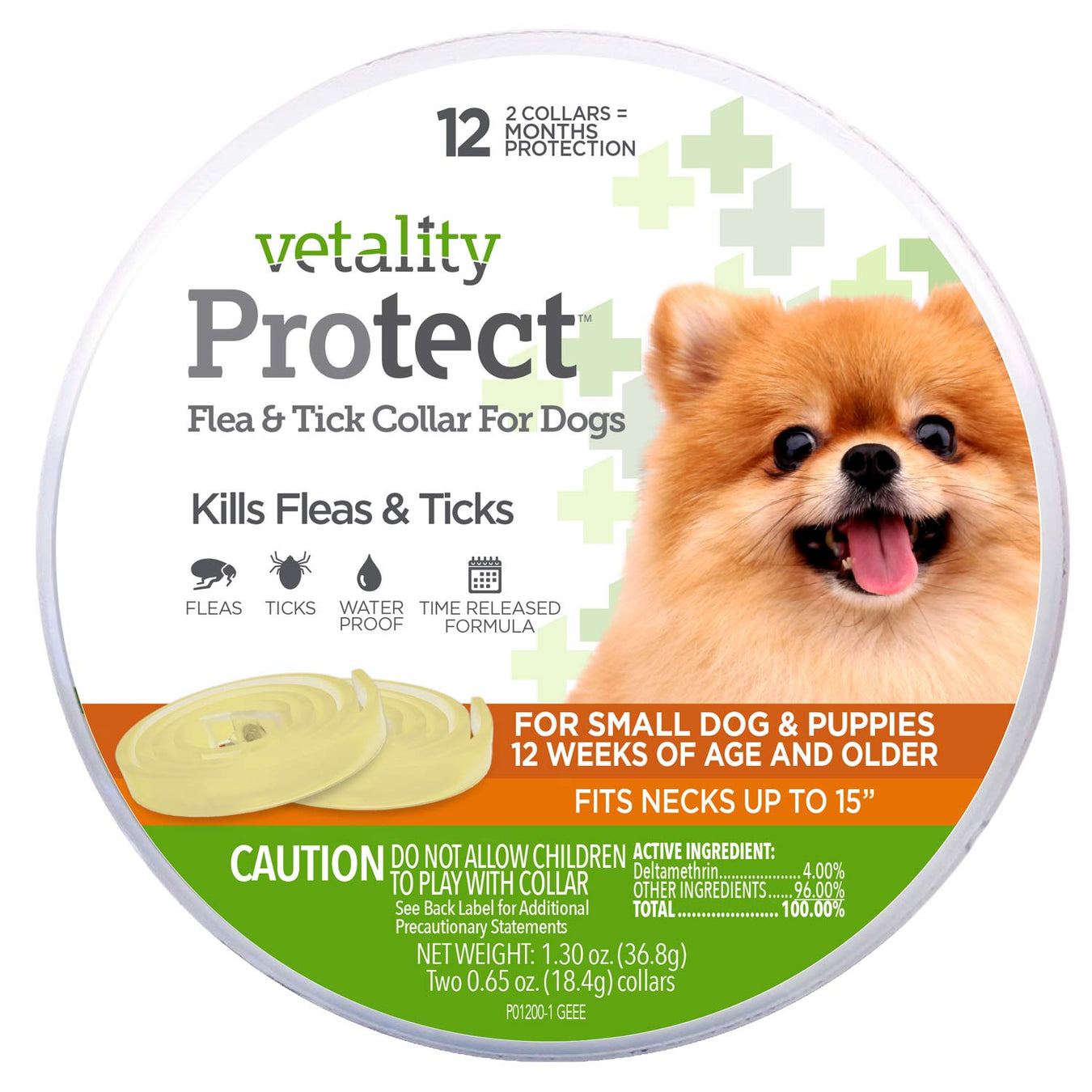 Vetality Protect Flea & Tick Collar for Small Dogs & Puppies Size 15" small