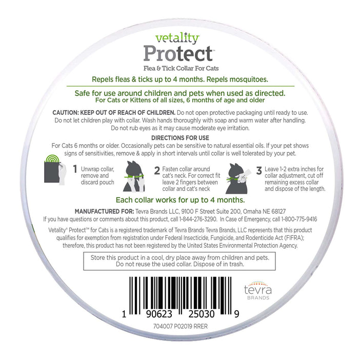 Vetality Protect Flea & Tick Collar for Cats Size all sizes