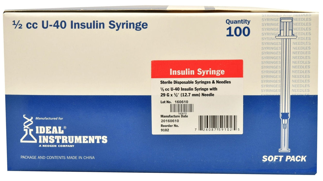 Nea2 U-40 Insulin Syringes with Needles | Box of 100 Veterinary Syringes ...