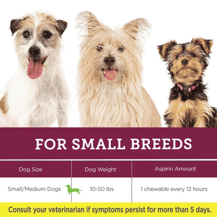 Vetality Canine Aspirin – Liver - Flavored Chewable Tablets – Temporary Relief for Aches, Inflammation, and Fever in Dogs - TVB3U - Small to Medium Dogs (120 mg) - Liver - 75 ct - 5