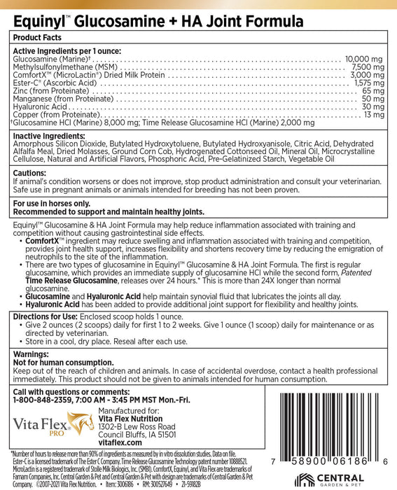 Vita Flex Equinyl Glucosamine Joint Formula with Hyaluronic Acid, 60 Day Supply - FA6L - 3.75lbs - 2