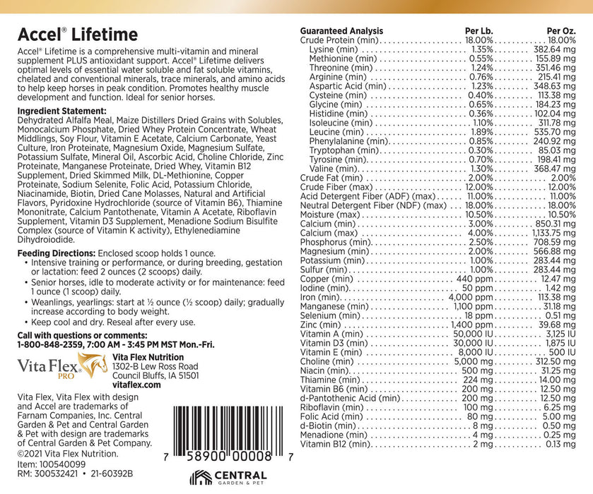 Vita Flex Pro Accel Lifetime Health & Wellness Formula Supplement for Horses - FA5R - 10lbs - 10
