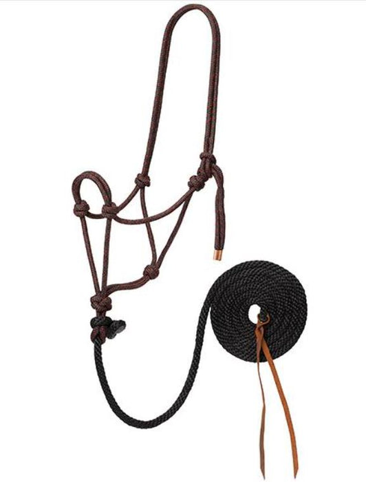 Weaver Leather Diamond Braid Rope Halter with Lead - W2AEF - Black/Red/Gray
 - 27