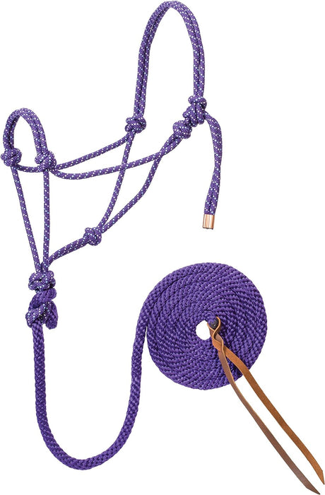 Weaver Leather Diamond Braid Rope Halter with Lead - W2AEG - Purple/Mint/White
 - 25