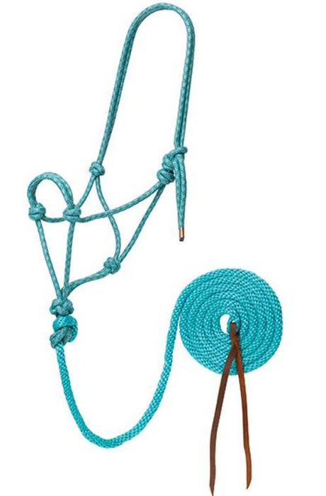 Weaver Leather Diamond Braid Rope Halter with Lead - W2AEJ - Turquoise/Brown/Tan
 - 24