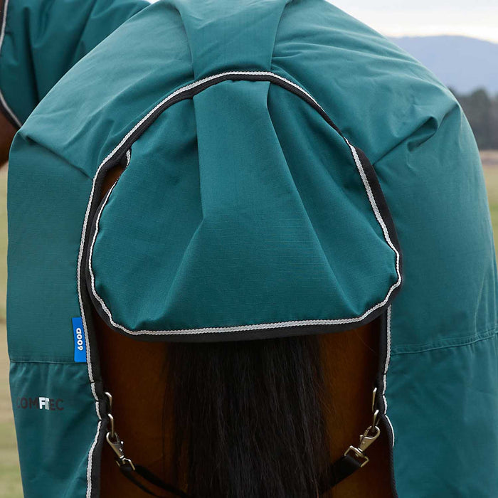 WeatherBeeta ComFiTec Classic Standard Neck Medium - Weight Turnout Blanket for Horses, 220g - Waterproof, Breathable & Durable - KOCAC - Green - 66" - 220 g - 4