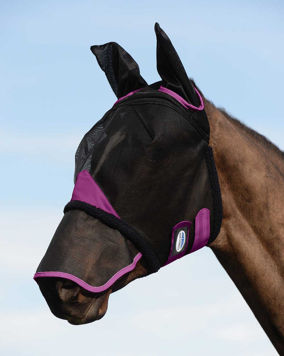 Weatherbeeta ComFITec Durable Mesh Horse Fly Mask with Ears & Nose - 0V5F8 - Full - Black / Purple - 2