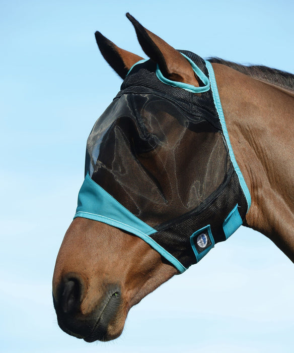 Weatherbeeta ComFITec Fine Mesh Horse Fly Mask without Ears - 0V4UR - Black/Turquoise - Mini - 1