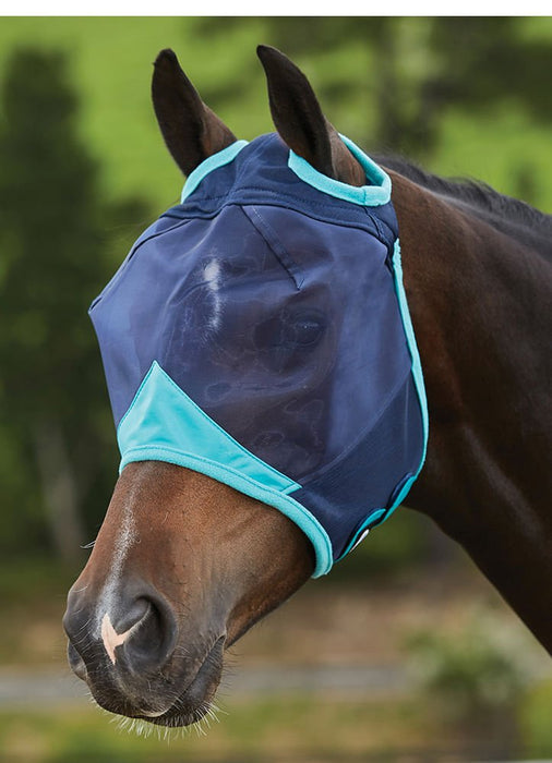 Weatherbeeta ComFITec Fine Mesh Horse Fly Mask without Ears - 0V4UR - Black/Turquoise - Mini - 2