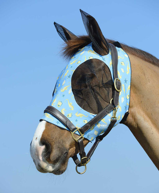 Weatherbeeta Stretch Bug Eye Saver Horse Fly Mask with Ears, Seahorse - 0V5TX - Blue - Cob - 1