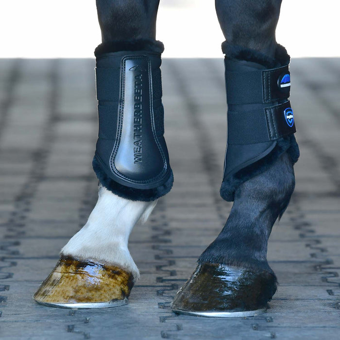 WeatherBeeta Tough - Tec Comfy Fleece Brushing Boots for Horses - KOAAX - Black/Black - Small - 2 ct - 1