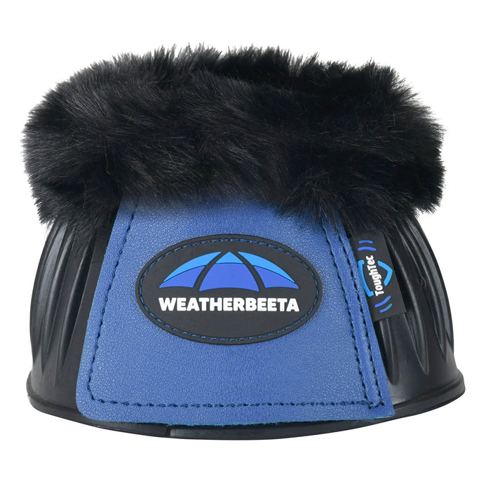 WeatherBeeta Tough - Tec Prime Fleece Trim Rubber Bell Boots for Horses - KOAEC - Black/Cobalt - Small - 2 ct - 27
