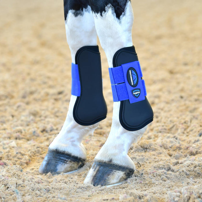 WeatherBeeta Tough - Tecc Prime Open Front Boots for Horses - KOABF - Black/Cobalt - Small - 2 ct - 17