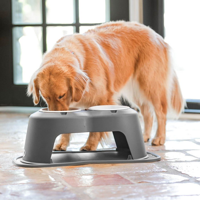 WeatherTech Double High Pet Feeding System, Plastic Bowl - WTD2D - Dark Grey - 8" High, 8 oz - 5