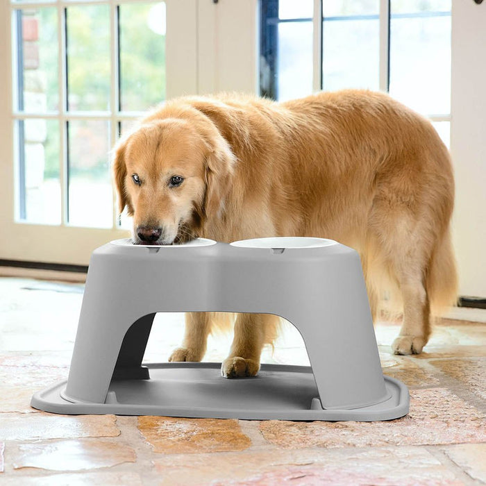 WeatherTech Double High Pet Feeding System, Plastic Bowl - WTD2D - Dark Grey - 8" High, 8 oz - 7