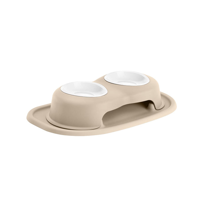 WeatherTech Double High Pet Feeding System, Plastic Bowl - WTD2F - Tan - 8" High, 8 oz - 9