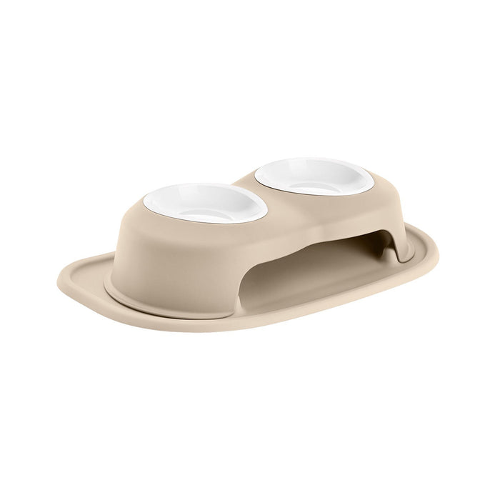 WeatherTech Double High Pet Feeding System, Plastic Bowl - WTD2J - Tan - 4" High, 16 oz - 12