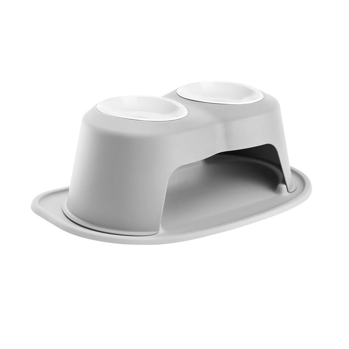WeatherTech Double High Pet Feeding System, Plastic Bowl - WTD2P - Light Grey - 8" High, 32 oz - 17