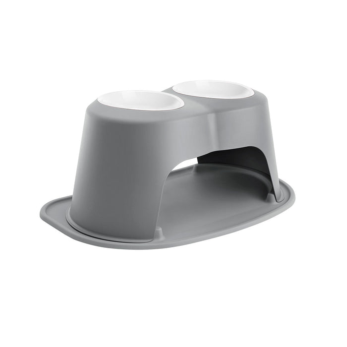 WeatherTech Double High Pet Feeding System, Plastic Bowl - WTD2R - Dark Grey - 10" High, 64 oz - 19