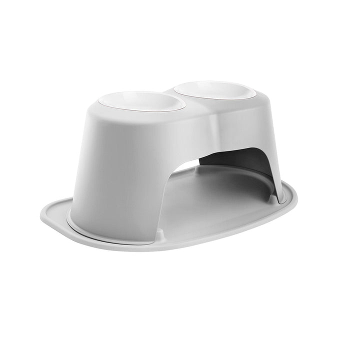 WeatherTech Double High Pet Feeding System, Plastic Bowl - WTD2S - Light Grey - 10" High, 64 oz - 20