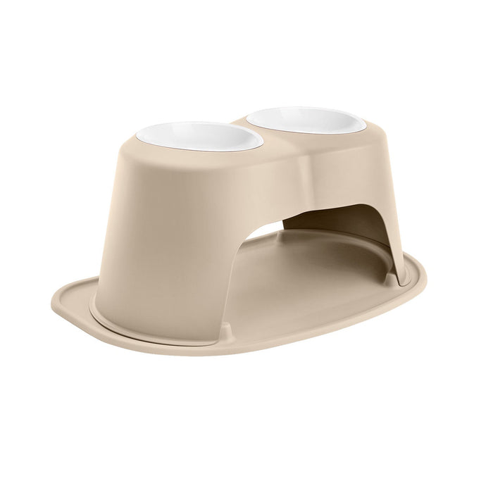 WeatherTech Double High Pet Feeding System, Plastic Bowl - WTD2W - Tan - 12" High, 64 oz - 24