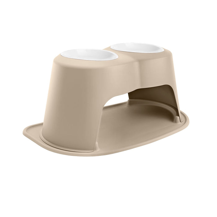 WeatherTech Double High Pet Feeding System, Plastic Bowl - WTD2Z - Tan - 14" High, 96 oz - 27
