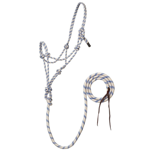 Weaver Poly Rope Horse Halter with Lead - WLC7C - Ivory & Blue - 5/16" - 2