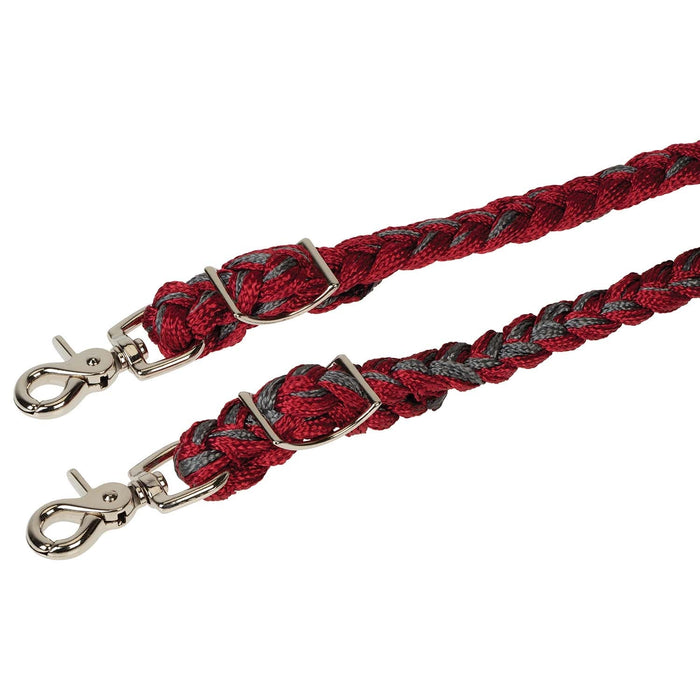 Weaver Polyester Braided Barrel Rein for Horses - WLC8H - Dark Red & Charcoal - 3/4" x 8' - 2