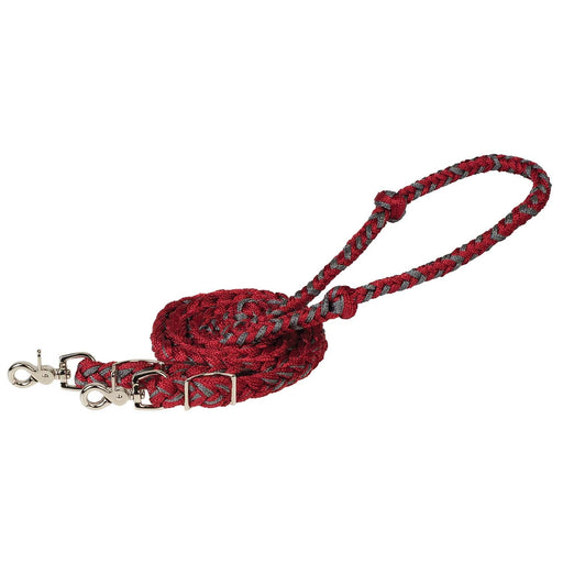 Weaver Polyester Braided Barrel Rein for Horses - WLC8H - Dark Red & Charcoal - 3/4" x 8' - 1