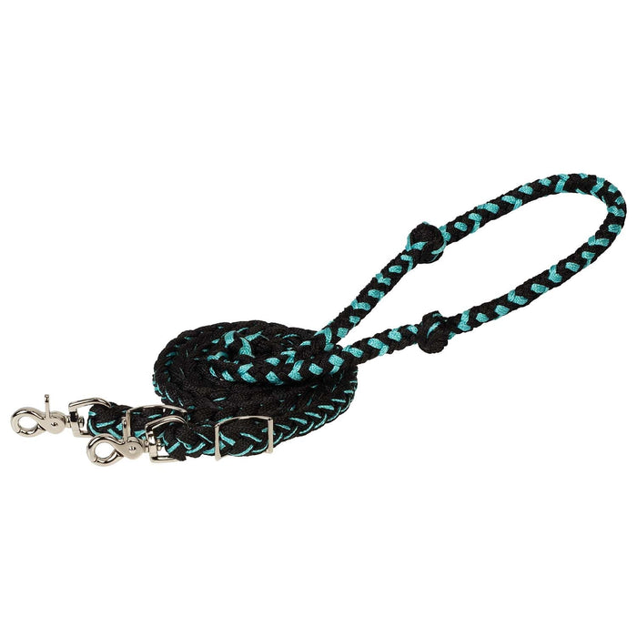 Weaver Polyester Braided Barrel Rein for Horses - WLC8J - Mint & Black - 3/4" x 8' - 3