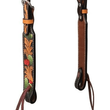 Weaver Turquoise Cross Cactus Sliding Ear Headstall - W2AF7 - Brown - Horse - 2