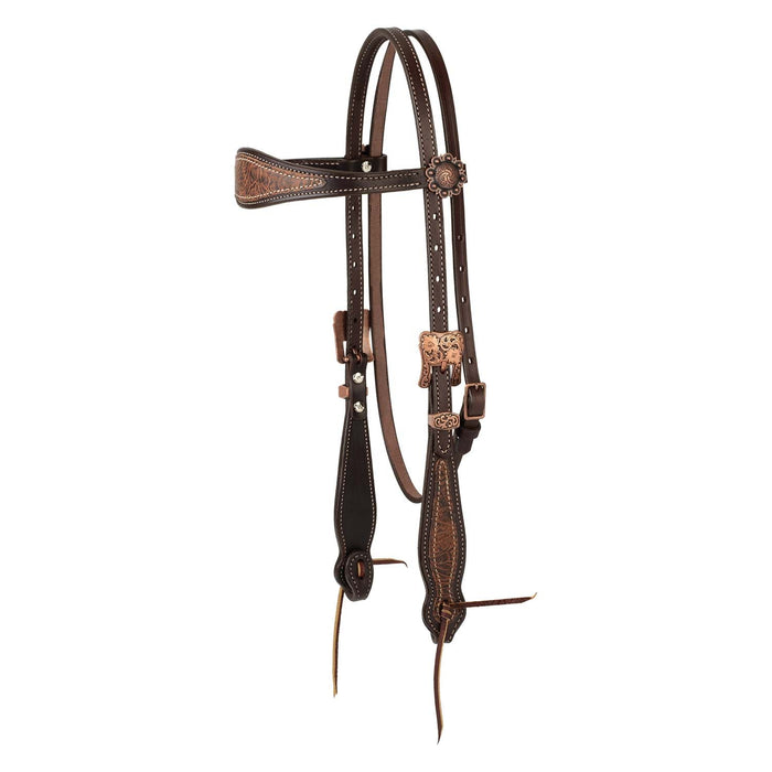 Weaver Western Floral Leather Browband Headstall for Horses - WLC7P - Havana Brown - 1